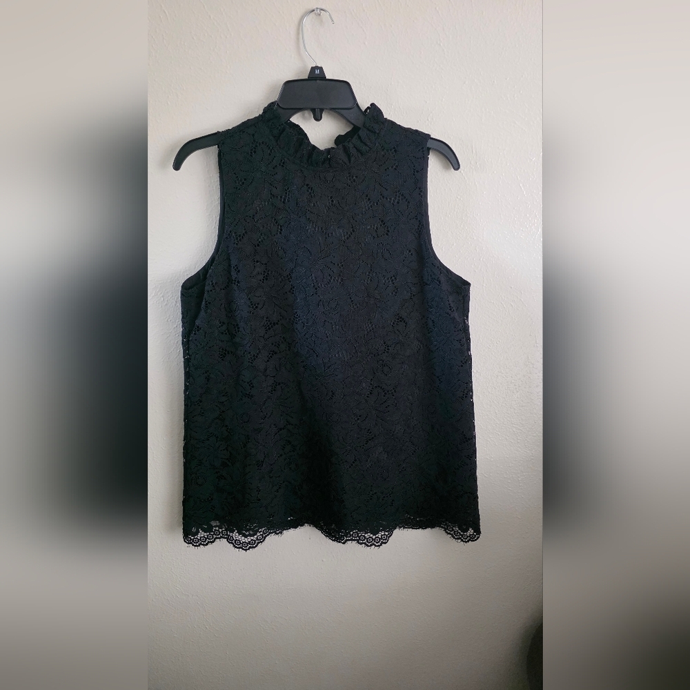 Anne Klein Black Lace Sleeveless Blouse